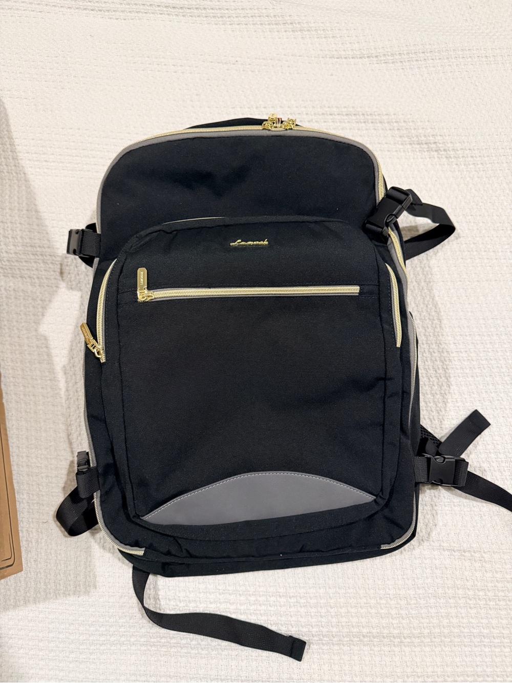 Unisex Backpack/Carry on with Gold Accents